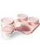 NALACAL 4 Packs Small Glass Baby Food Storage Containers with Lids and Stackable Tray, Leakproof Small Airtight Glass Jars, 3 Ounce