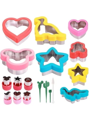 QYINXIU 18pcs Sandwich Cutter And Sealer Set For Kids, DIY Cookie Cutters Fruit Vegetable Cutter Set Food Picks For Kids, Cookie Fruit Vegetable Cutter Set