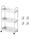 Uptyia Storage Carts,Uptyia 3-Tier Handled Rolling Trolley Storage Organizer Shelf Rack with 3 Storage Baskets and Wheels for Narrow PlacesWith handle(White), 3-Tier)