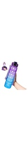 EVVV 35oz/1L Motivational Water Bottle with Time Marker &amp; Encourage Phrase - BPA Free, Leakproof Wide Mouth, Fast Flow Technology, Perfect for Daily Hydration(Purple Blue)