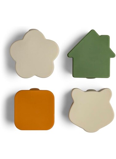 Citron - leakproof dips containers to go, salad dressing container, condiment container with lids - food safe silicone - Caramel/Green/Grey