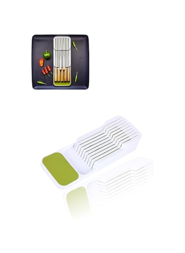 Honwor&reg; Compact Safety Knife Storage Box - Space-Saving Drawer Organizer for Cutlery &amp; Knives Durable White Knife Block Set Easy Access Home Kitchen Essential