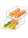 Fridge Organizer Bins Set, Transparent Stackable Fridge Organizer Storage Bins with Drawers Lids for Fruit Vegetable Storage &amp; Keep Fresh (2 Pcs Set)