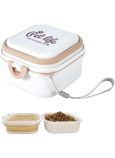 Aputue Collapsible Dog Water Bowl, 2-in-1 Portable Travel Bowl for Dogs and Cats, Pet Food and Water Feeder, Convenient Feeding and Storage Solution, for Traveling, Hiking, Camping