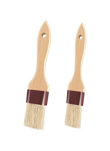 ELECDON Pastry Brush, Baking Basting Brush Beech Hardwood Handles Culinary Oil Brush for Barbecue Butter Grill BBQ Sauce Baster Marinade Kitchen Food Cooking Brushes One Big and One Small (2 Pcs)