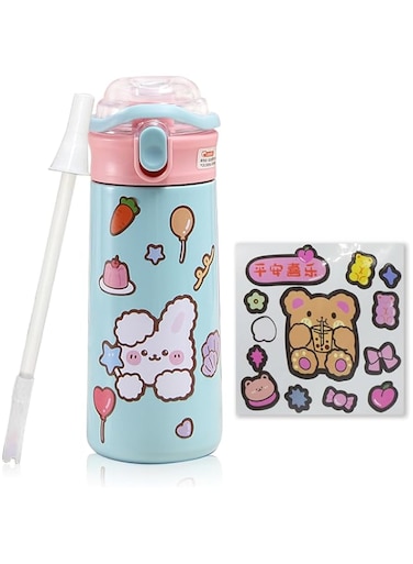 OneAndes 500ml Kids Water Bottle with One-Click-Open Straw Lid 17oz, Vacuum Insulated 304 Stainless Steel Water Bottles for School, Leakproof Toddler Water Bottle, BPA Free Sweat &amp; Leak-Proof