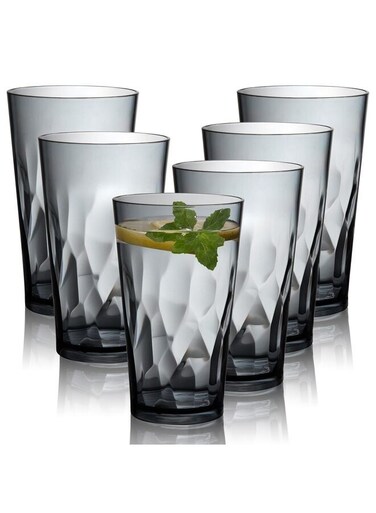 of unbreakable drinking cups, shatterproof glass, reusable glass, dishwasher safe (500 ml) grey