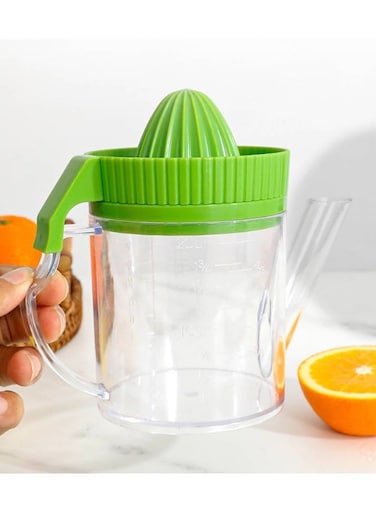 Citrus Lemon Orange Juicer, Fat Separator, Manual Hand Squeezer With Built-In Measuring Cup And Strainer, 500Ml/16Oz (GREEN)