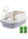 HopHop&reg; Cat Litter Box, Anti-Splashing Cat Toilet with Litter Cleaning Scoop &amp; Trash Bag, Portable Waste Box, Cat Sandbox and Deodorizing Cat Pan, Easy to Clean (52 x 36 x 22 cm) (Small)