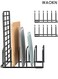 Cutting Board Organizer and Baking Sheet Rack , 2 pcsBlack Heavy Duty Metal Cookie Sheet Organizer , suitable for Cutting Board Storage &amp; Plate Holder for Cabinet , Tray Dividers for Cabinets , black .
