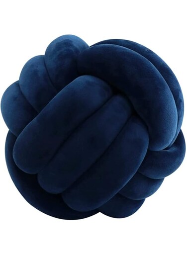 Byitre Super Soft Knot Ball Pillow Velvet Round Throw Knotted for Home Sofa Bedroom Decor &amp; Photography Props Decorative(Navyblue,10.6'') 11''