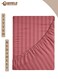 Dusty Rose Striped Microfiber Fitted Bedsheet with Deep Pocket for a Snug Fit, Breathable, Machine Washable for Optimal Protection, Available in King, Queen and Single Sizes, Without Pillow Cover