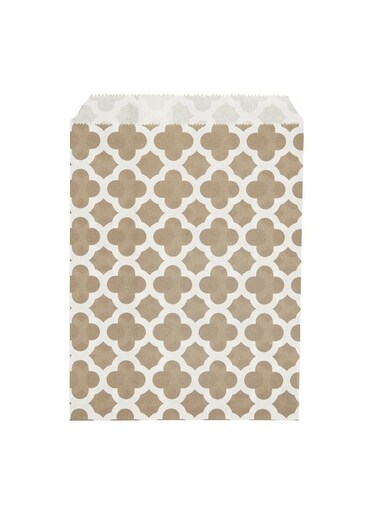 7 x 5 Inch Cookie Bags, 100 Paper Treat Bags - Use As Party Favors Or Candy Bags, Gray With Asian Monogram Paper Food Bags For Baked Goods, For Buffets Or Parties