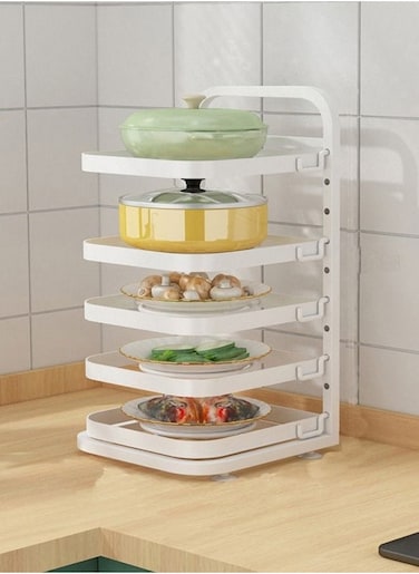 5-Layer Kitchen Food Storage Shelf Multifunctional Foldable Side Dishes Tray Organizer