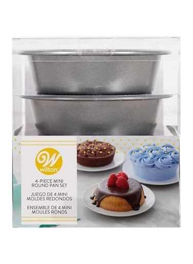 Wilton Mini Round Cake Pans, 4-inch, Grey, WT-2105-0117, Set of 4