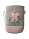 lesgos Toy Cotton Collapsible Pink Organizer Basket with Handle for Girls Laundry Hamper