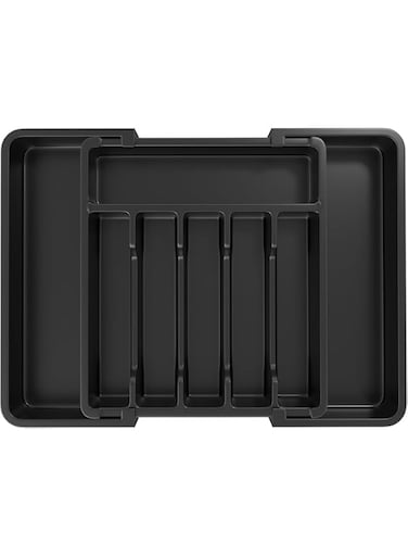 Erweicet Silverware Drawer Organizer, Expandable Utensil Organizer for Kitchen Drawers,Black