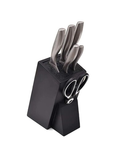 FBWSM Universal Knife Block Knife Holder, Free Slot Design, Black Knife Stand, Multifunctional Space Saving Kitchen Organizer, Without Knife