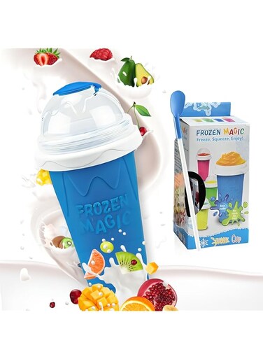 COOLBABY Slushy Maker Cup, Quick Frozen Magic Smoothie Cup for Ice Cream Make your Day Cool, Portable Squeeze Ice Cup, Slushies Maker Cup with Spoon and Straw