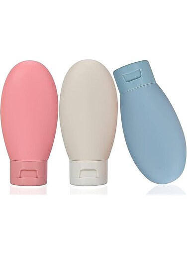 Travel Bottles Set, 60ML Travel Bottles &amp; Containers, Small Mini Empty Plastic Squeeze Bottles for Travel Toiletries, Shampoo and Conditioner, Refillable Liquid Travel Accessories, 3 Pcs
