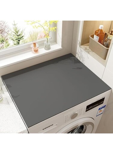 ChicAbode Washer or Dryer Top Mat Cover, Anti-Slip Washing Machine Dust-Proof Top Cover, 23.6" x 23.6" Grey Washer Dryer Top Covers for Home Kitchen Laundry Room