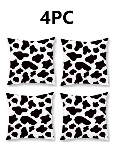 4-Piece Home Decorative Pillow Covers Plush Throw Pillow Cover Black White 45x45 Centimeter