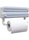 ECVV Magnetic Plastic Wrap Dispenser with Cutter - Refillable Aluminum Tin Foil and Plastic Wrap Organizer for Kitchen,Upgraded 3 in 1 Paper Towel Holder Wall Mount