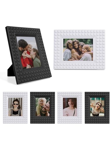KASTWAVE 2x3 Photo Frame, 6 Pack Mini Plastic Picture Frame Compatible with Fujifilm Instax/Polaroid 2 x 3 inch Film, Photo Display Set For Fuji Instax Film Frame (Black + White)