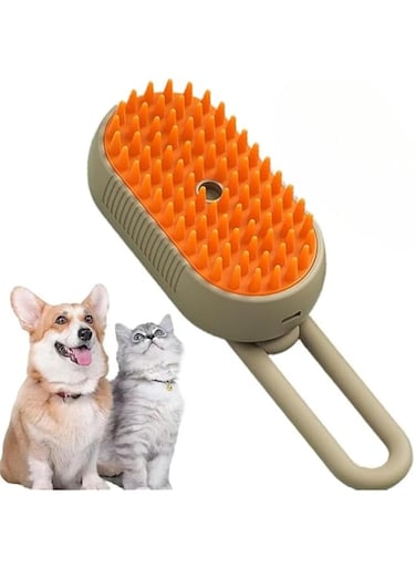 Oasisgalore Cat Steam Brush,Rechargeable with Handle,Self-Cleaning Grooming Tool,for Cats and Dogs,3 In 1 Cat Steamy Brush, Multifunctional Hair Comb for Removing Tangled and Loose Hair (beige)