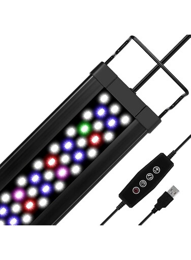 Zingbabu USB 10W Full Spectrum Fish Tank Light with Timer Adjustable Extendable Bracket for Aquarium 12-24 Inch