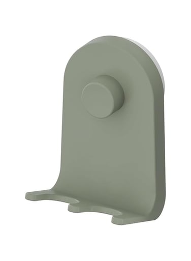 KNP Triple hook with suction cup, grey-green, 7x11 cm - The simple design with smooth rounded corners and a woodsy grey-green tone, creates a serene and modern expression.
