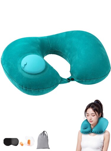 U-shaped Neck Pillow Set, with Earplugs and Eye Mask, Portable Comfortable, for Travel, Airplane, Office
