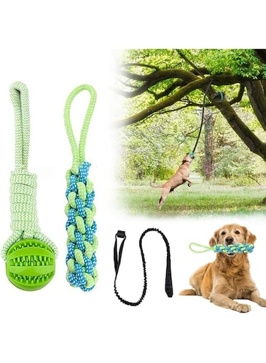 KASTWAVE Bungee Tug Toy for Dogs, Tether Tug of War Dog Toys with Adjustable Rope, 2 Chew Ropes, Outdoor Entertainment and Exercise,Dog Toys for Pitbull Small Large Aggressive Chewers Dogs to Exercise