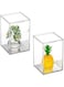 OGANAZI 2 Pack Clear Acrylic Stackable Display Boxes with Sliding Lid and Mirror Bottom, Display Storage Boxes Stand, Transparent Showcase for Action Figures, Characters, Shells, 7.6*7.6*11.8cm