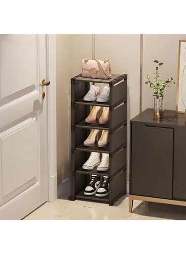 OYDAS Shoe cabinet for entry door, large-capacity vertical stackable shoe rack,space-saving shoe rack,easy to assemble,suitable for entrances and corridors,strong load-bearing (Black)