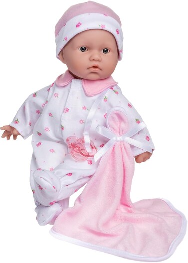 JC Toys Caucasian 11-Inch Small Soft Body Baby Doll , - La Baby , Washable ,Removable Pink Outfit W/Hat &amp; Blanket , For Children 12 Months +