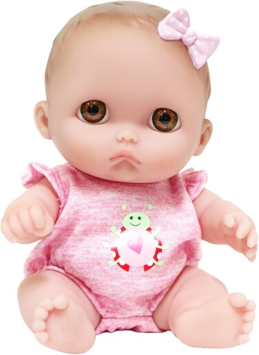 JC Toys Lil Cutesies 8.5" All Vinyl Baby Doll , Posable and Washable , Removable Outfit , Mimi - Brown Eyes , , Ages 2+