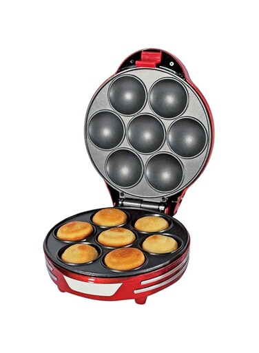Ariete Electric Muffin &amp; Cupcakes Maker, Thermostat, Non-stick Plate, 700W, ART188 Red