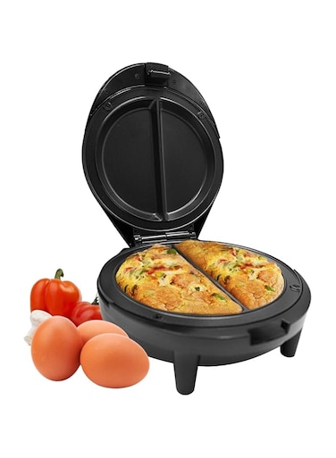 Geepas GOM36535UK - 1000W Omelette Maker   Dual Electric Non-Stick Egg Cooker   Automatic Temperature Control &amp; Power Light Multi Cooker for Omelettes, Fried Cool Touch, 2 Year Warranty