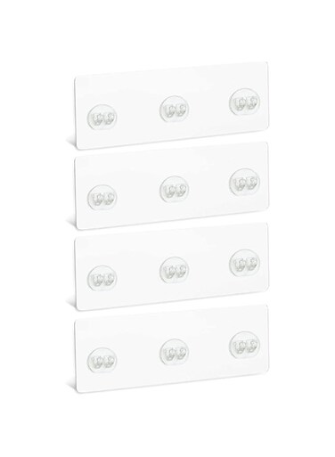 TERRIFI Corner Shower Caddy Adhesive Sticker Replacement Hook, with Strong Sticky, No Drilling Bath Toilet Kitchen Organizer Accessories (Transparent 3 hooks) 4 PCS