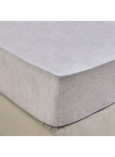 Box Printed Cotton Fitted Sheet for Queen Bed - Grey