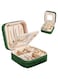 Travel Jewelry Case Jewelry Box,Velvet Small Jewelry Storage Case with Mirror for Girls Women(Green)