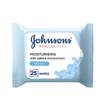 جونسون مناديل تنظيف مرطبة للعناية اليومية بالوجه، بيضاء، 25 منديل