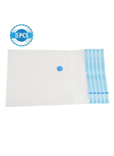5-Piece Reusable Vacuum Bag Clear/Blue 60x80cm