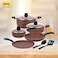 EASYCOOK 10Pcs Marble Cookware Set   30cm,24cm Casserole With Glass Lid   18cm Sauce Pan   26cm Fry Pan   28cm Tawa   2 Pcs Nylon Spatula