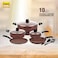 EASYCOOK 10Pcs Marble Cookware Set   30cm,24cm Casserole With Glass Lid   18cm Sauce Pan   26cm Fry Pan   28cm Tawa   2 Pcs Nylon Spatula