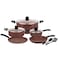 EASYCOOK 10Pcs Marble Cookware Set   30cm,24cm Casserole With Glass Lid   18cm Sauce Pan   26cm Fry Pan   28cm Tawa   2 Pcs Nylon Spatula