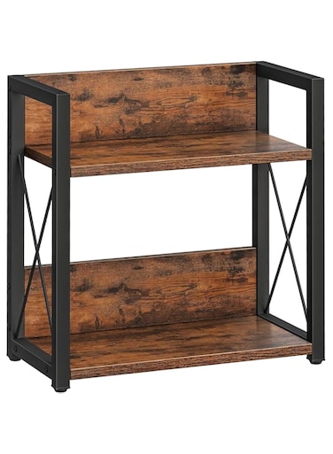 Coffee Station Organizer for Countertop, Coffee Bar Accessories and Organizer, Wooden Kitchen Counter Shelf, 2 Tier Condiment Storage, Spices Caddy for Kitchen, Home, Office - Brown