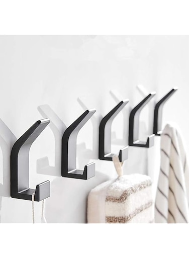 Pack of 5 Self Adhesive Wall Hooks Heavy-Duty Metal Hooks for Hanging - Nail-Free Waterproof Utility Hook and Multipurpose Self-Sticking Wall Hooks