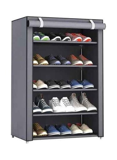 5-Layer Fabric Shoe Cabinet Rack Grey 60x90x30cm